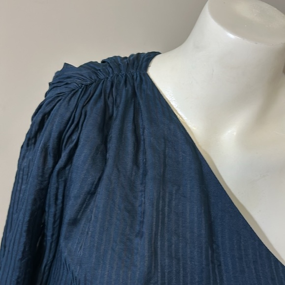 CAMI NYC Top Lenore ONE SHOULDER STRIPED Blue COTTON SILK BLEND Shirt Sz S - Picture 4 of 13